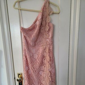 Pink one shoulder cocktail dress